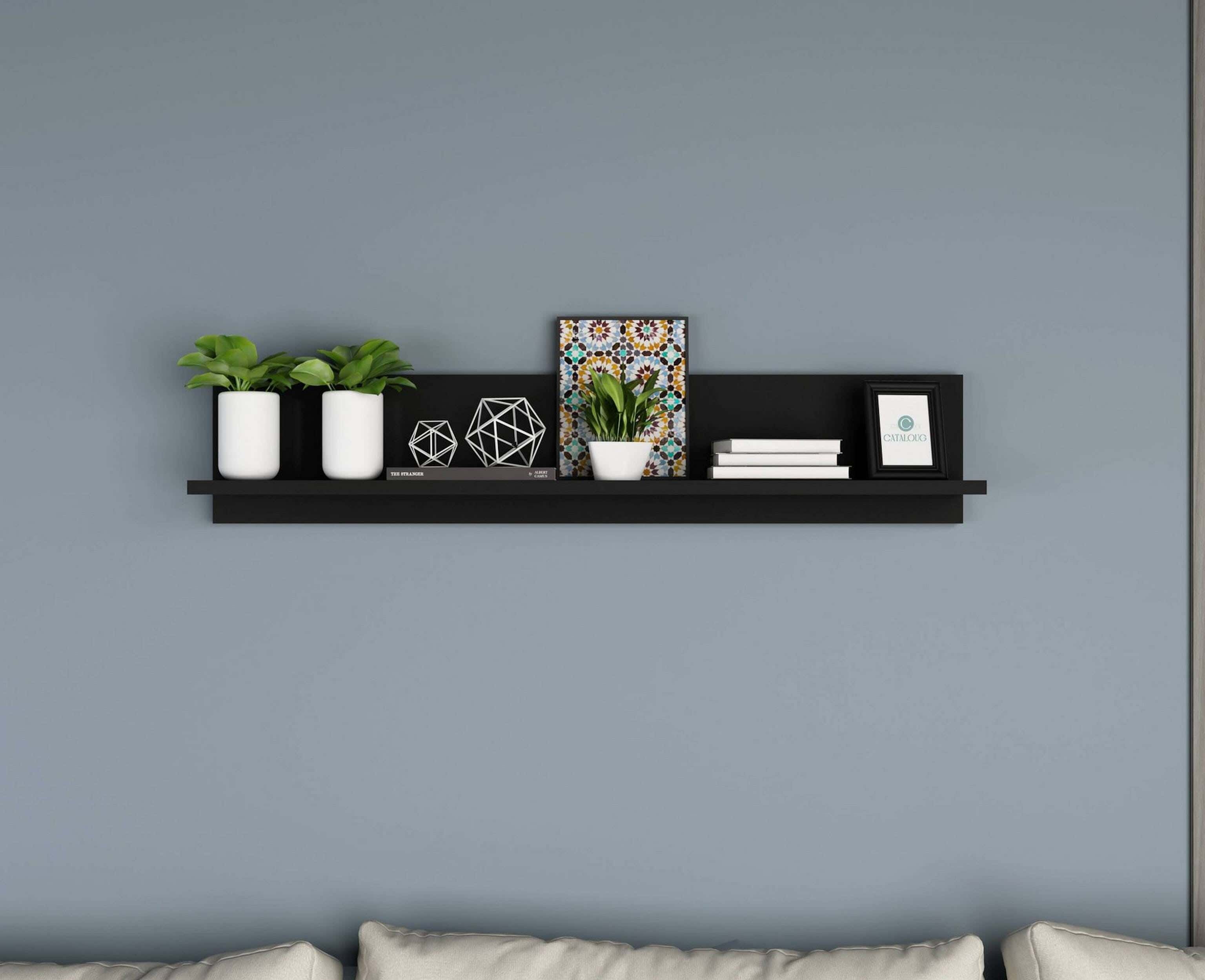 MDF Wood Shelving Unit, 100×15×20 cm - Black