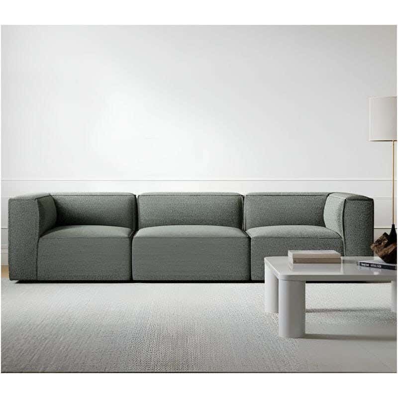 3-piece sofa set, red beech wood, 280×85×75cm, linen - dark gray