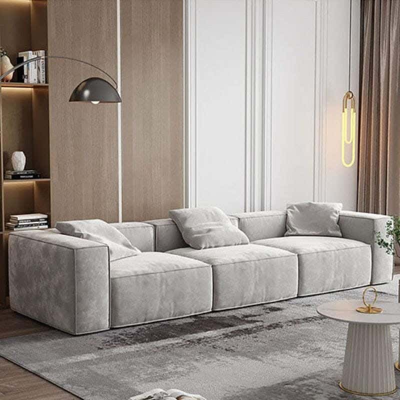 3-piece sofa set, red beech wood, 280×80×75cm, velvet - gray