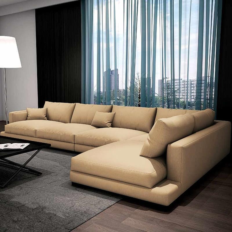 Beech Wood And Linen Corner, 300 X 180 X 90 X 75 Cm - Beige