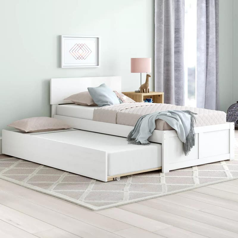 Bunk bed with drawer, plywood and beech wood, 195x120x105 cm - White