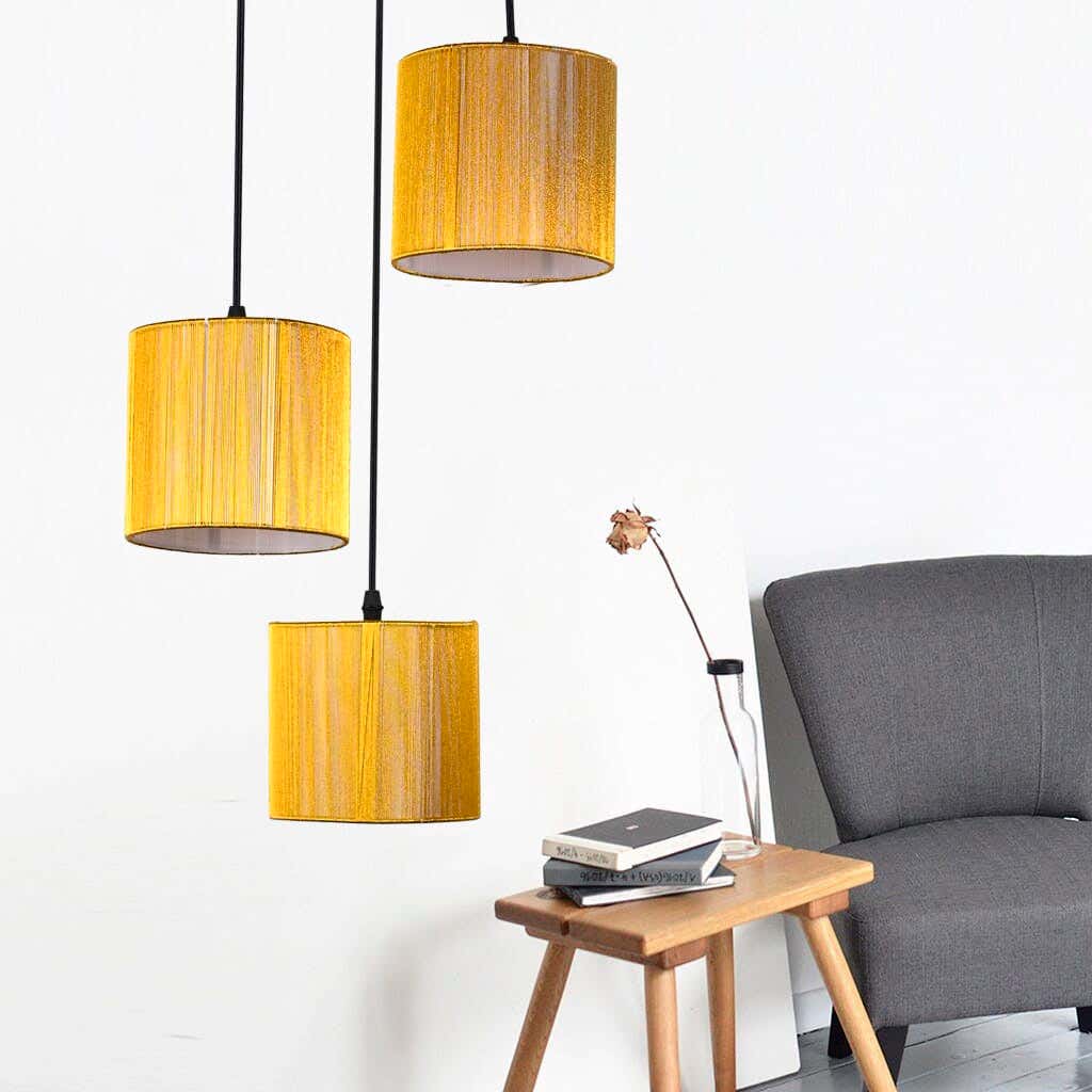 Modern Fabric Ceiling Chandelier Shade Rl-Sp-M-023, 3 Bulbs, 70 X 32 cm - Gold