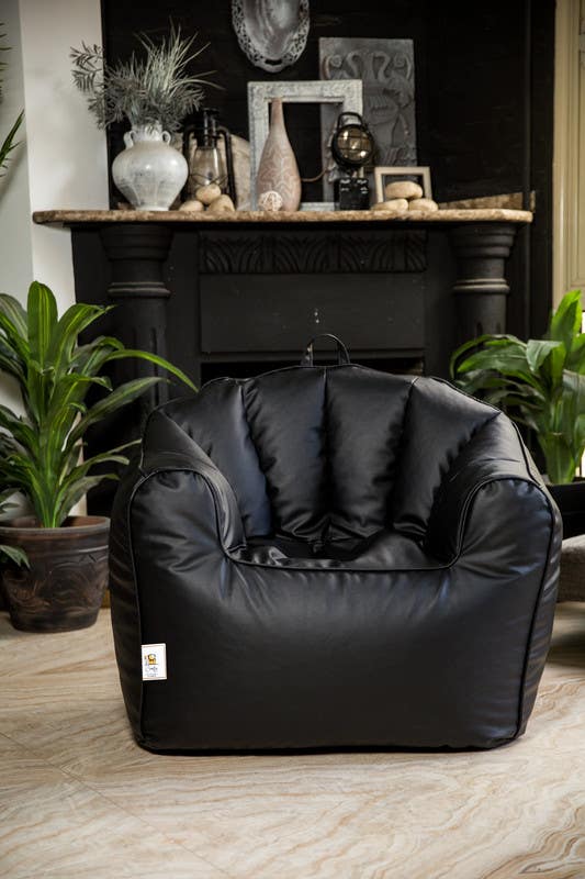 Comfy Relaxation Leather Bean Bag, 85×80×85 - Black