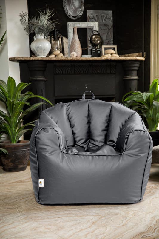 Comfy Relaxation Leather Bean Bag, 85×80×85 - Grey