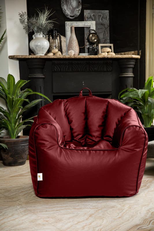 Comfy Leather Relaxation Bean Bag, 85×80×85 - Burgundy