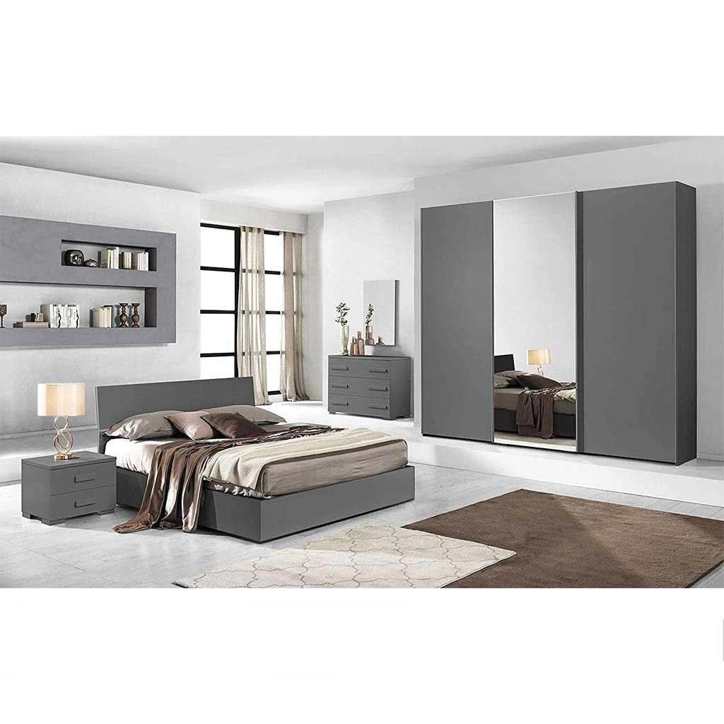 Lamica MDF Wood Modern Full Bed Room, 4 PCS - Grey