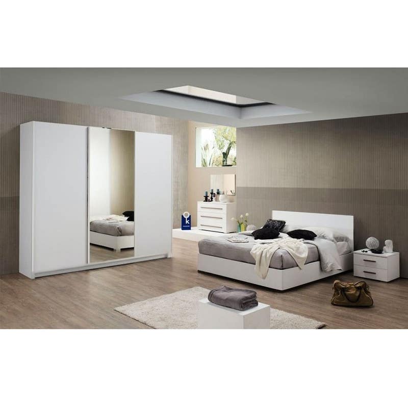 MDF Wood Modern Full Bed Room, 4 PCS - White