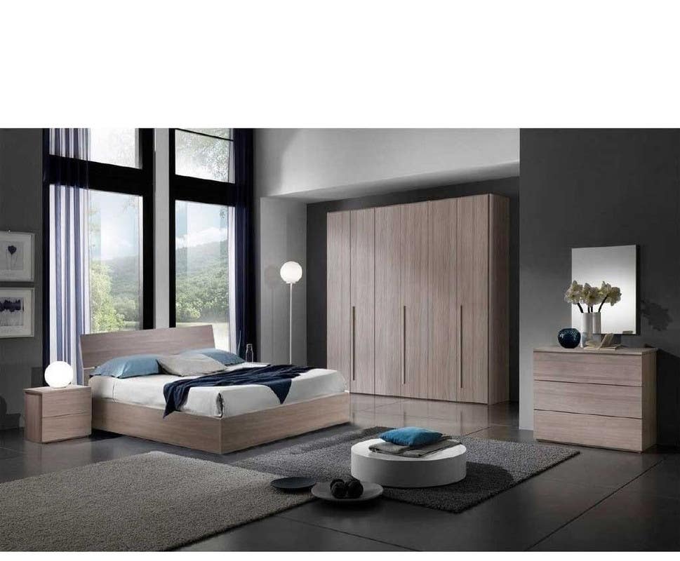 MDF Wood Modern Full Bed Room, 4 PCS - Brown