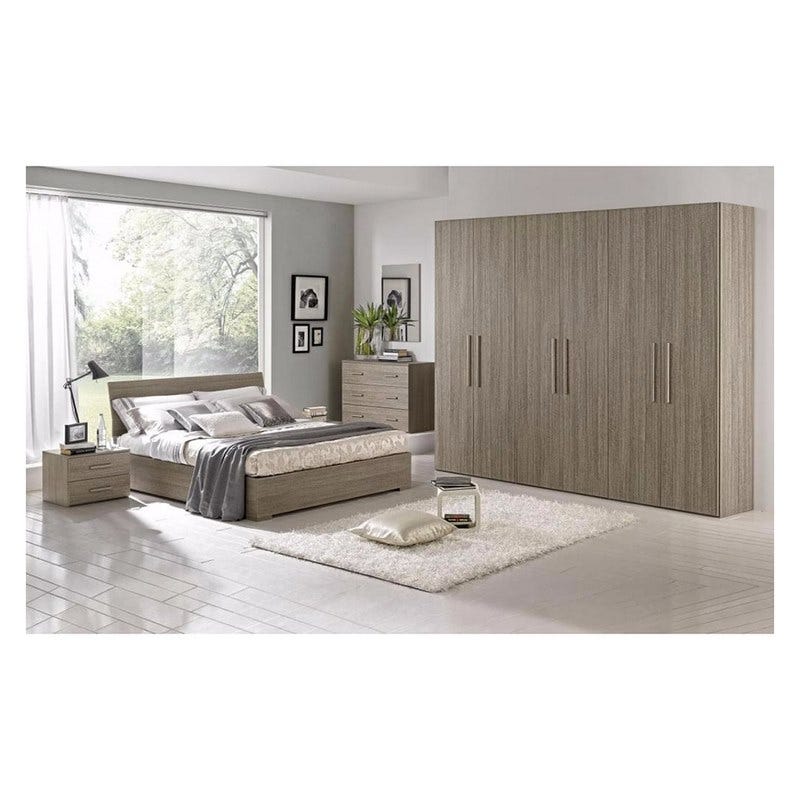 MDF Wood Modern Full Bed Room, 4 PCS - Beige