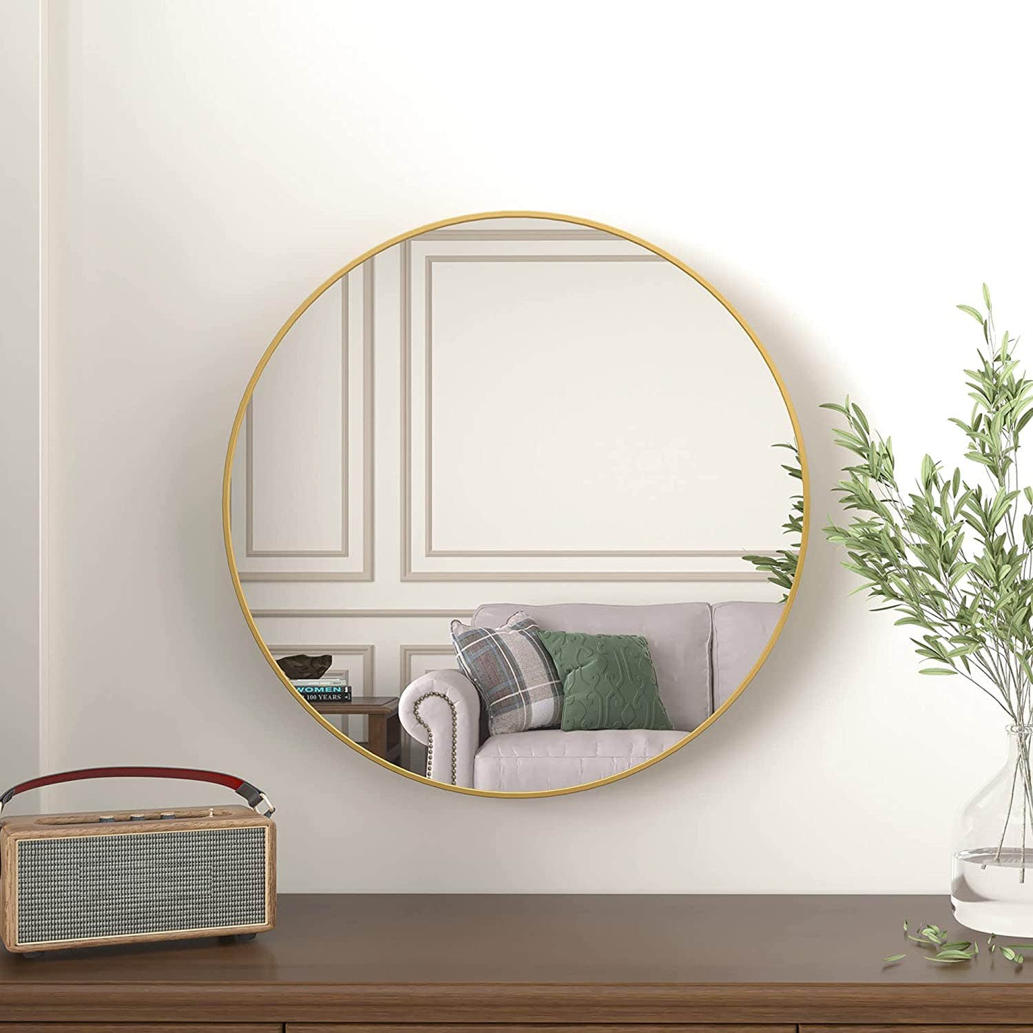 Metal Wall Mirror, 70 Cm - Gold
