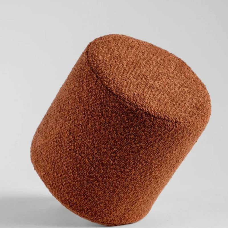 Modern pouf chair, MDF wood - Panda fabric, 40×40×48 cm - Brown