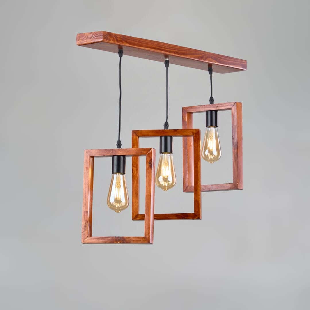 Modern Chandelier, 27 X 20 X 50 Cm, Wood - Wooden