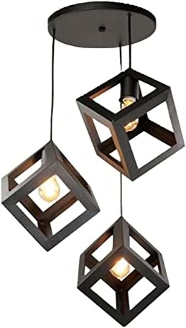3-light ceiling chandelier, 25 x 25 x 40 cm - black