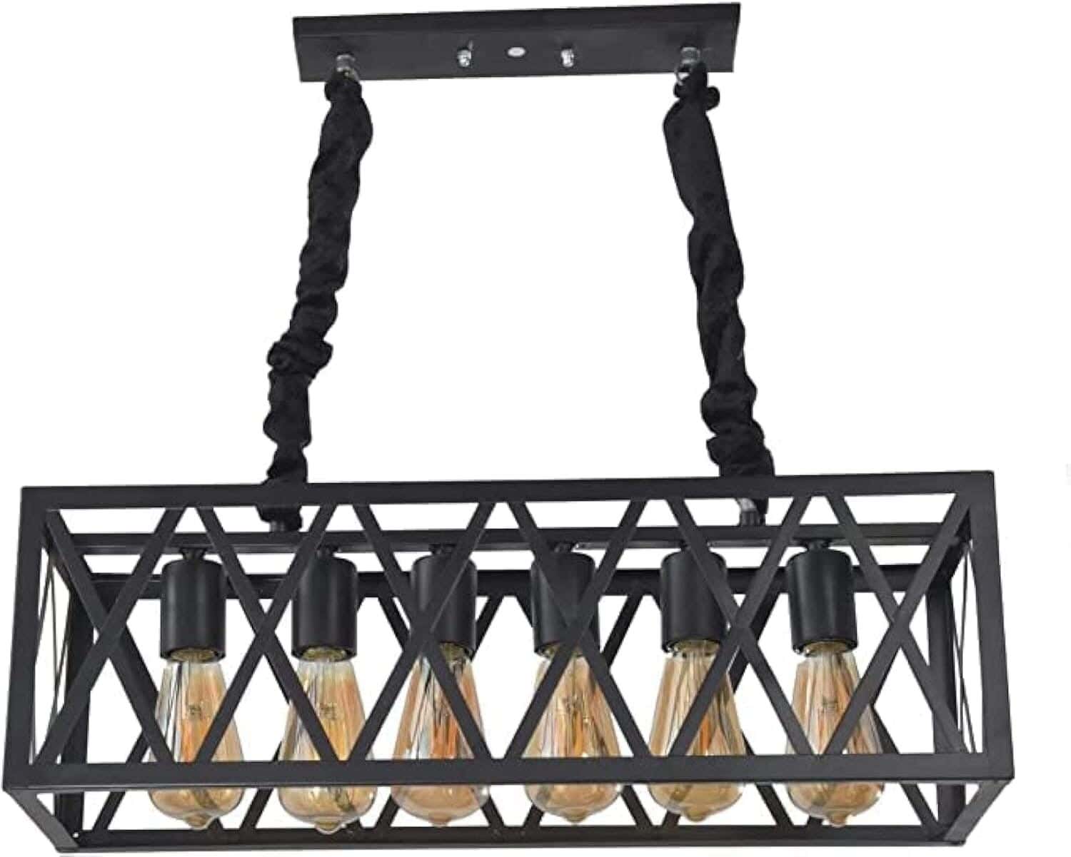 6-light ceiling chandelier, 60 x 20 x 20 cm - black
