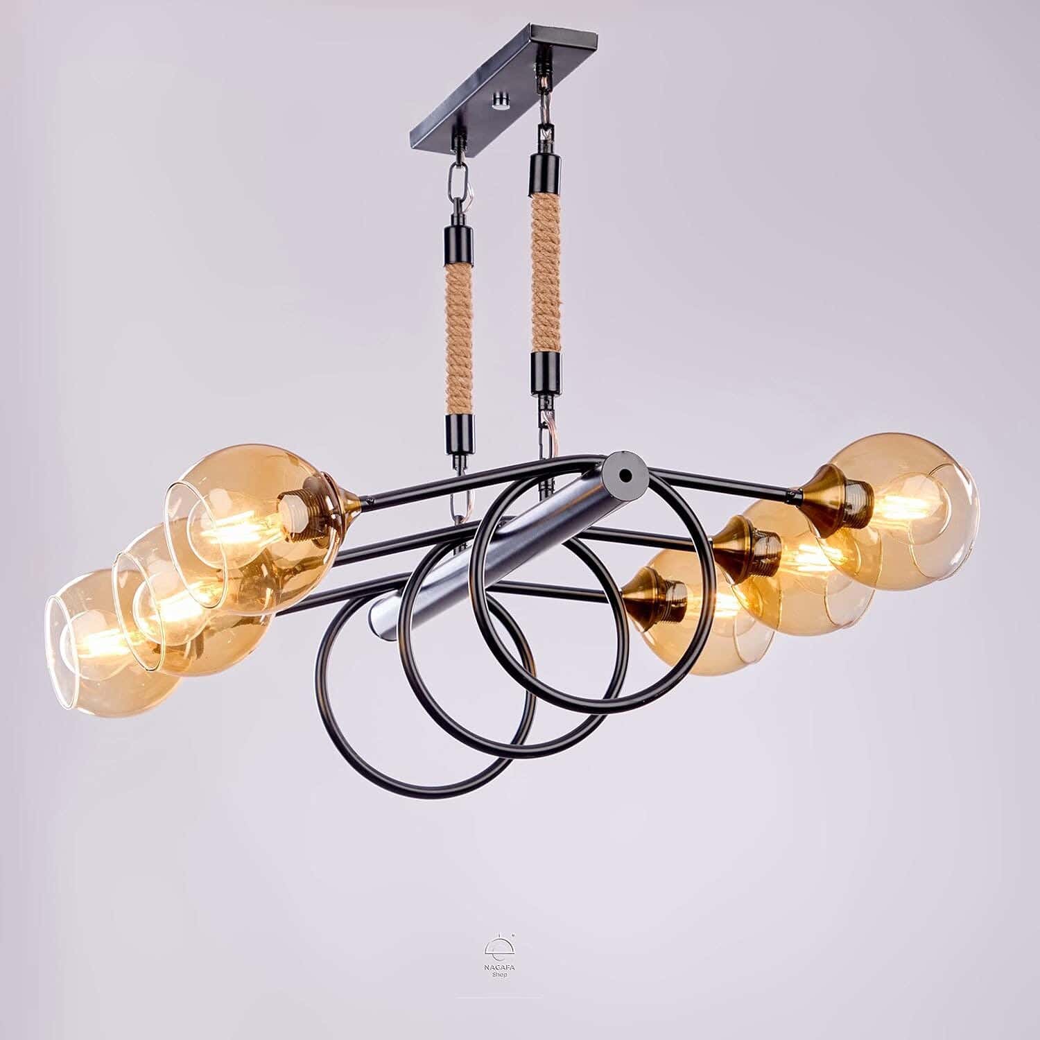 6-light ceiling chandelier, 70 x 50 x 35 cm - black