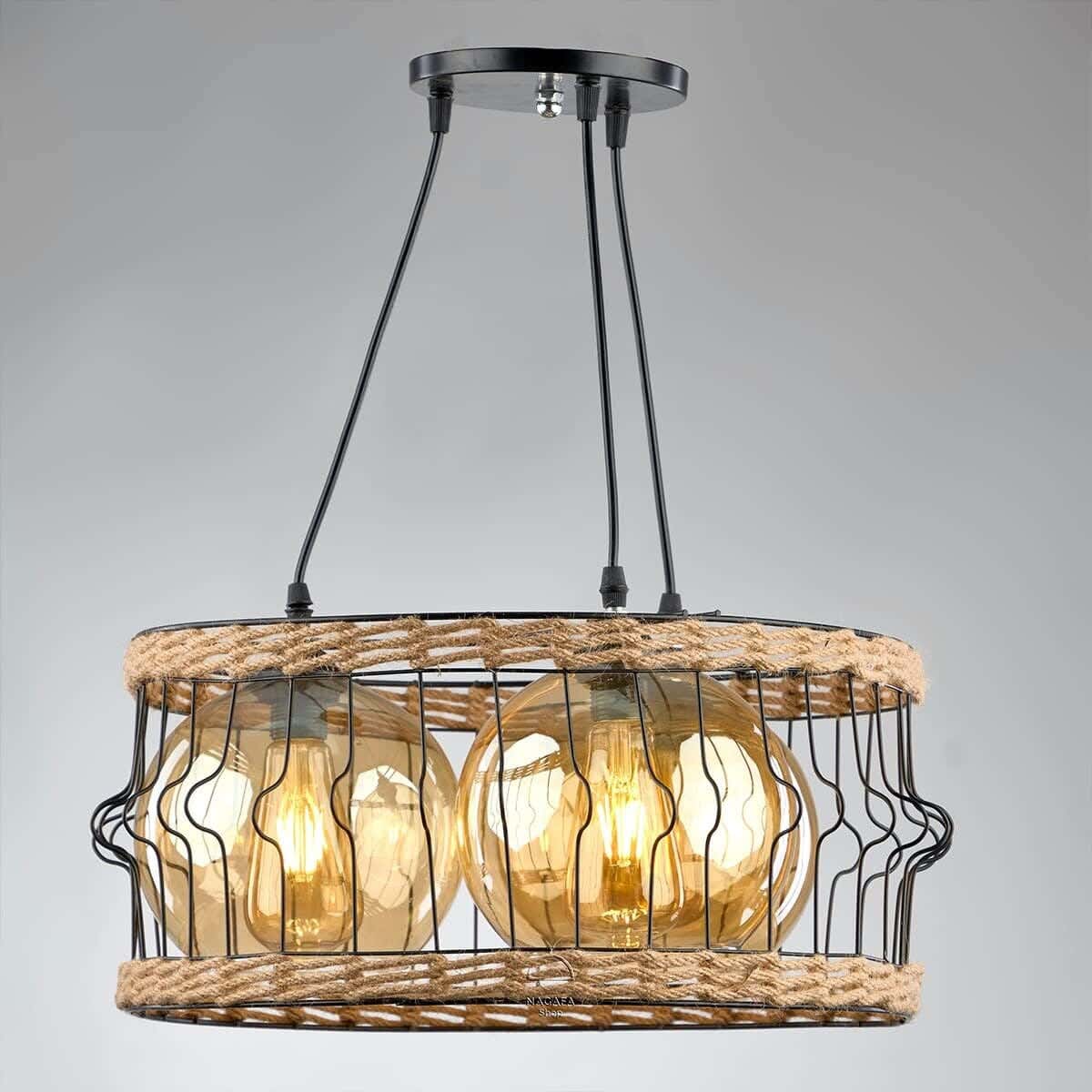 3-light ceiling chandelier, 50 x 50 x 50 cm - black
