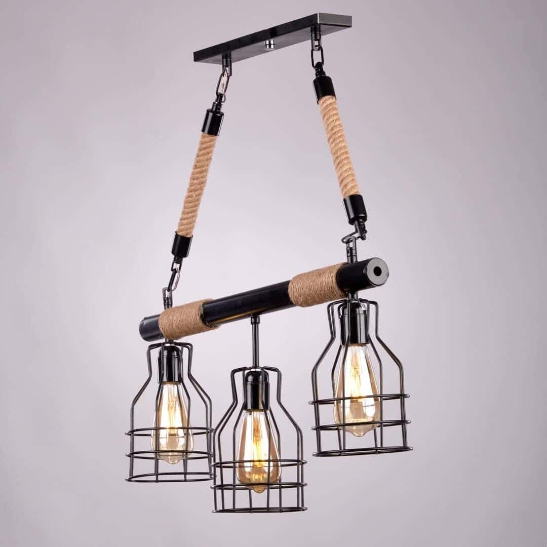 3-light ceiling chandelier, 70 x 15 x 60 cm - black