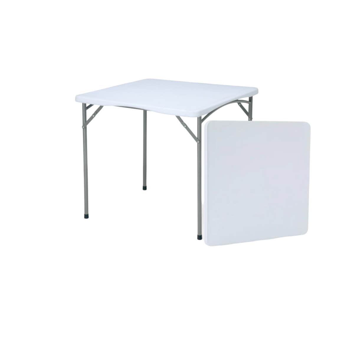 Folding metal table, 88 x 88 x 74 cm - Light Grey