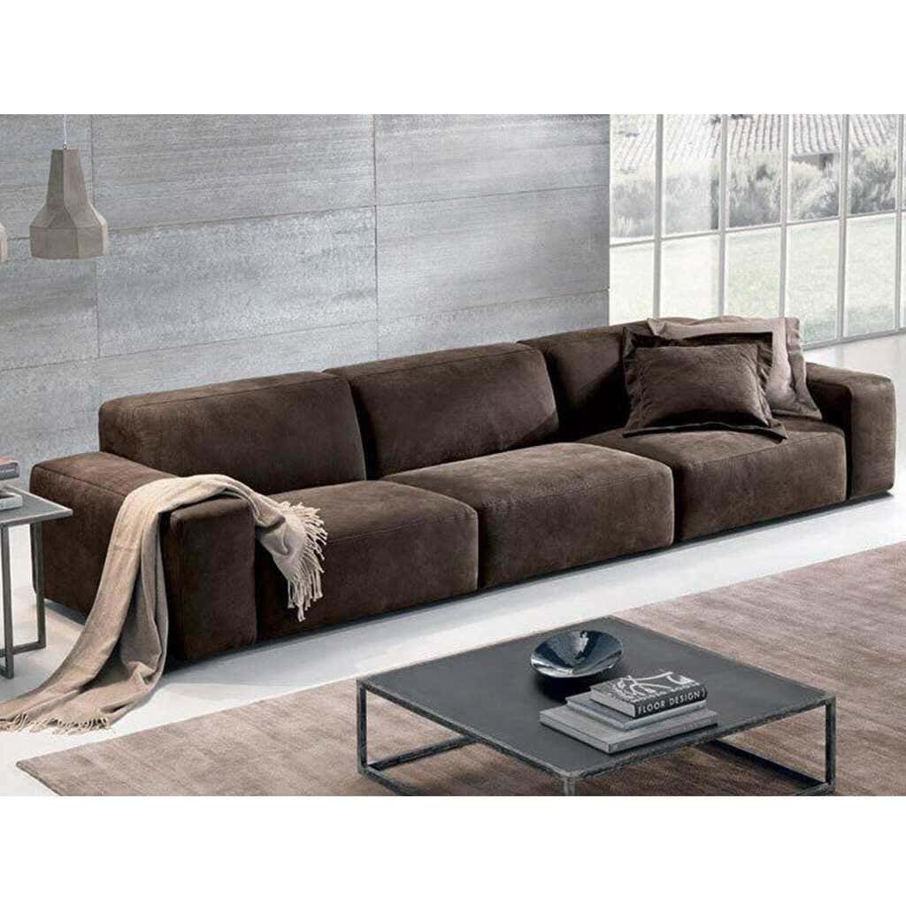 Three-Seat Sofa, Beech Wood, Velvet Fabric, 70 × 220 × 80 Cm - Brown
