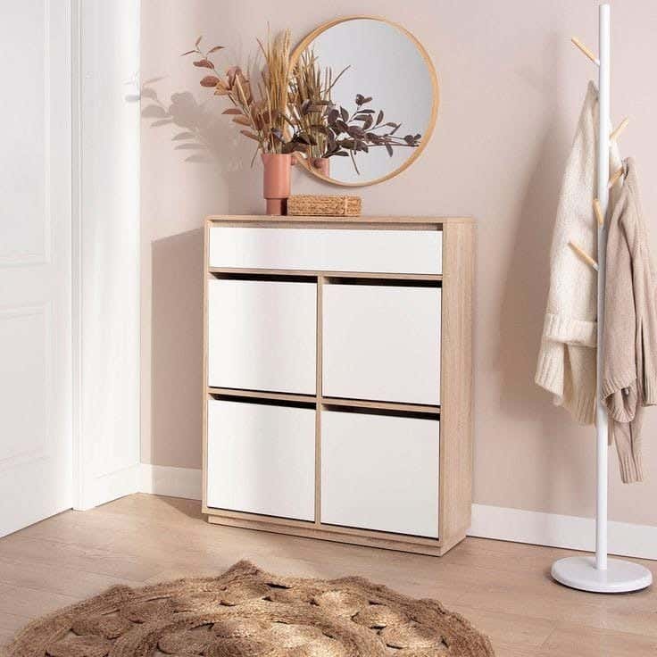 Thai MDF Wood Shoe Organizer, 120x80x30 cm - White Wooden