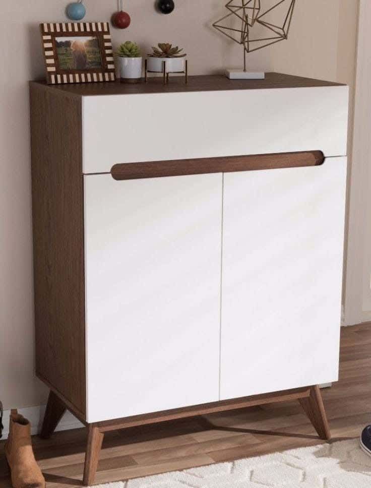 Thai MDF Wood Shoe Organizer, 100x80x30 cm - White Wooden