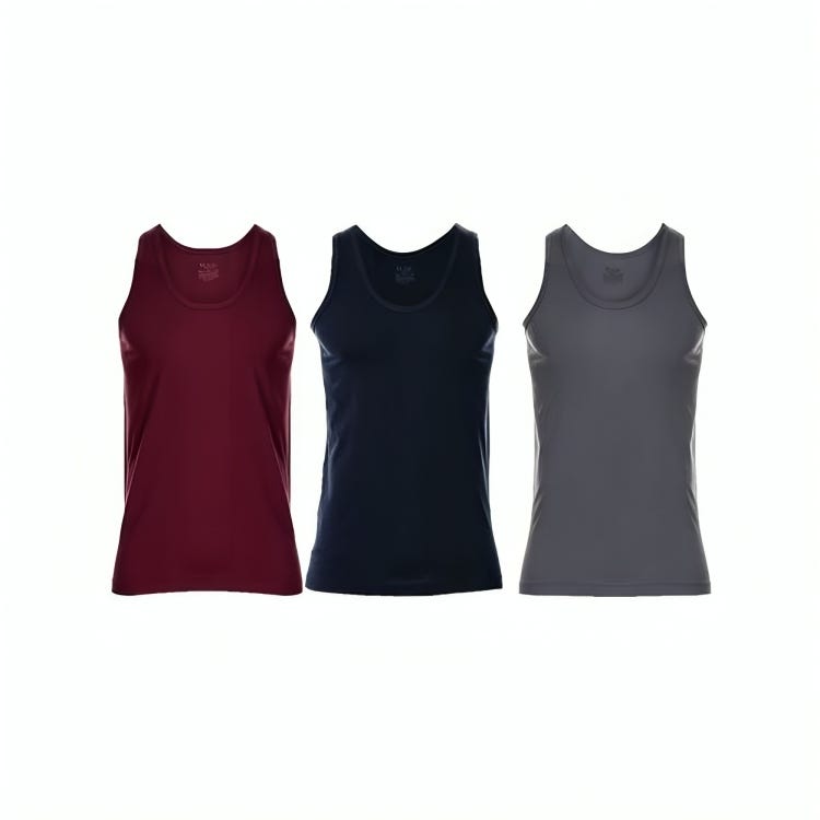 Men's Cotton Undershirt Set, 3 Pieces, M - Multicolor