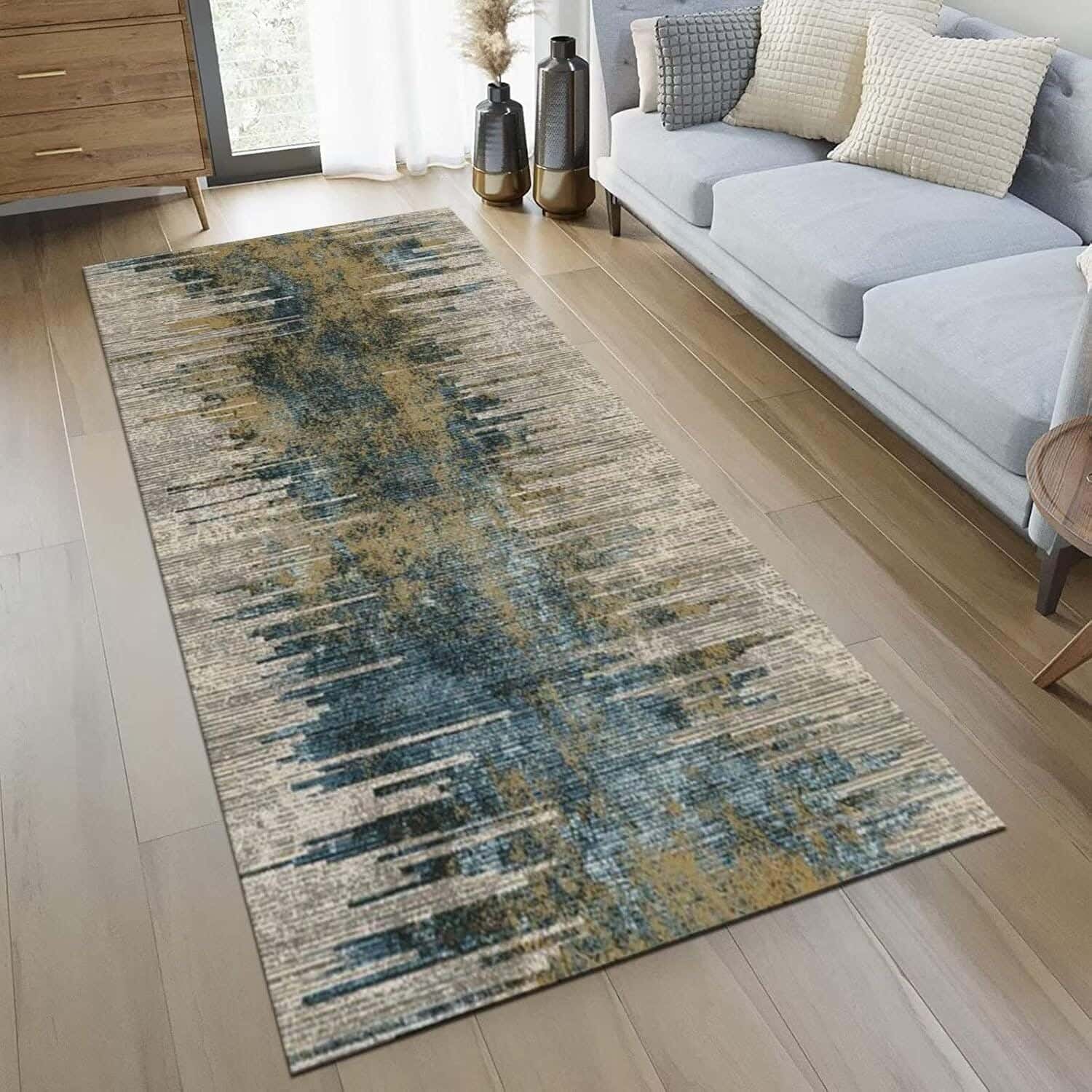 Long Velvet non-slip Rug, 100x200 cm - Multicolor