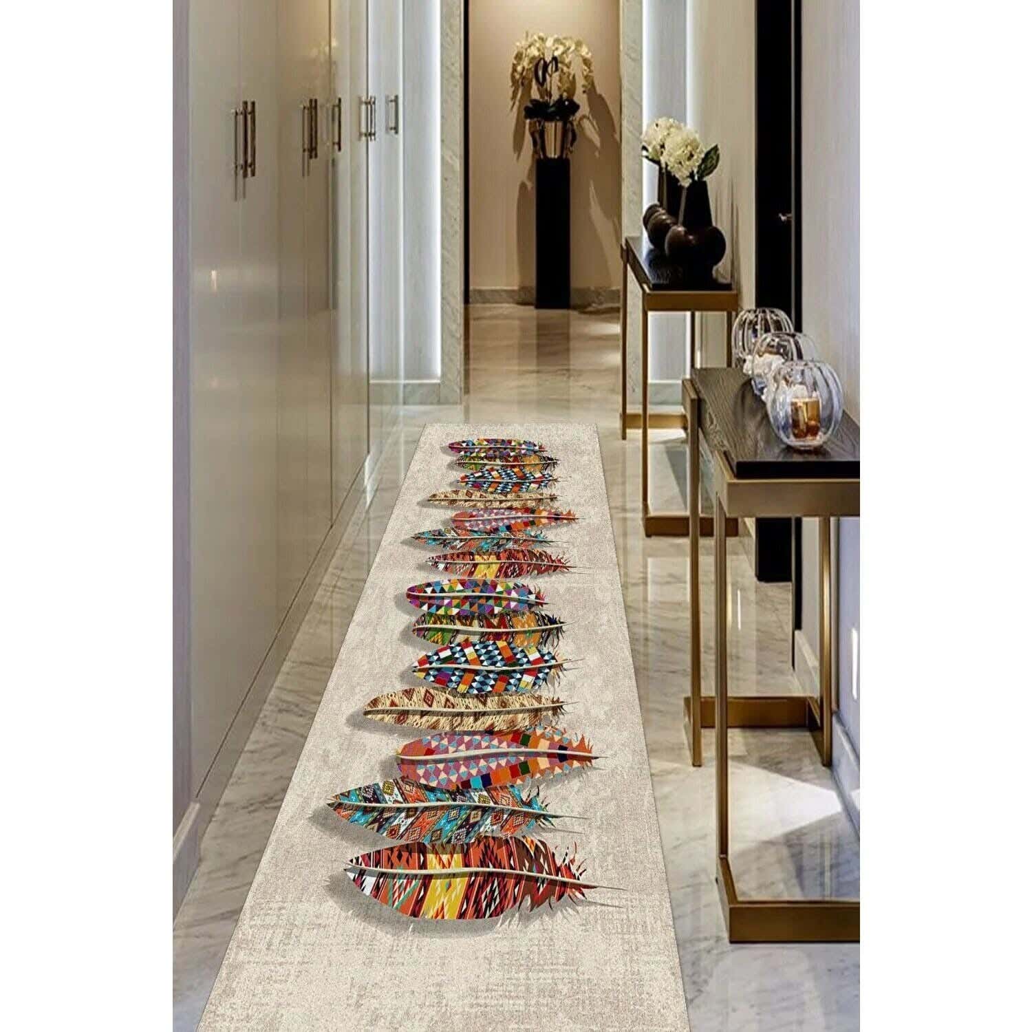 Long Velvet non-slip Rug, 100x200 cm - Multicolor