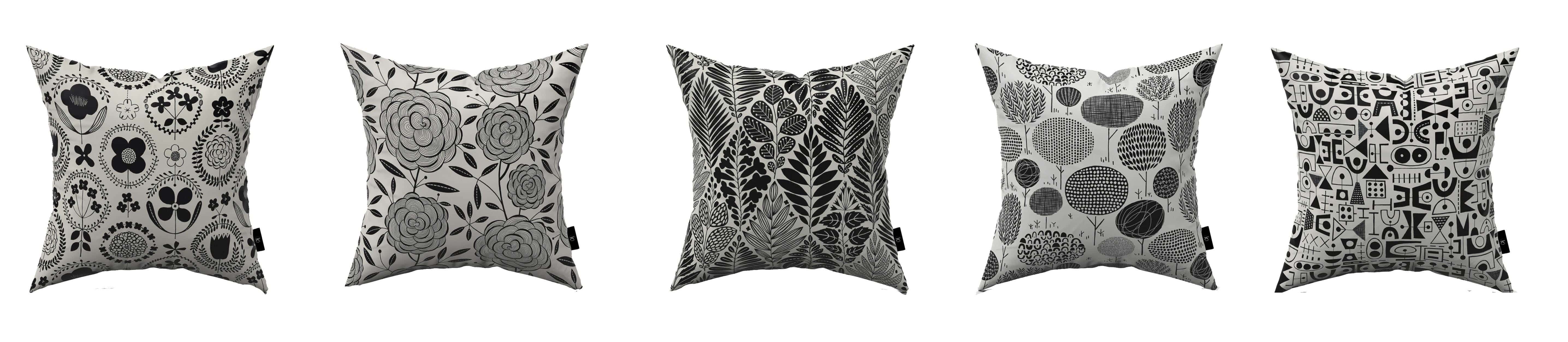 Cushion Cover Set, 5 Pieces - Multicolor