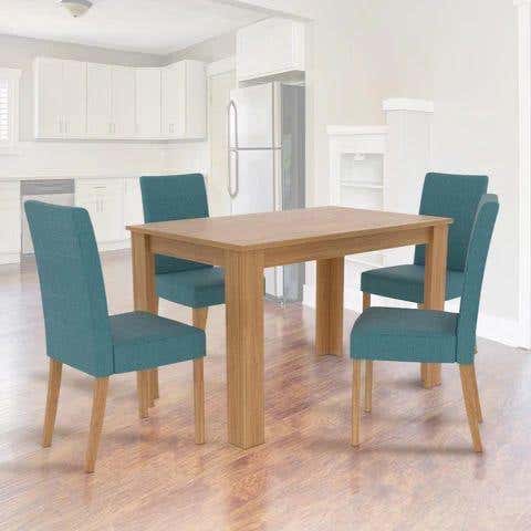 Home Art Furniture Dining Room Table, 4 Chairs, Beech MDF Wood - Beige
