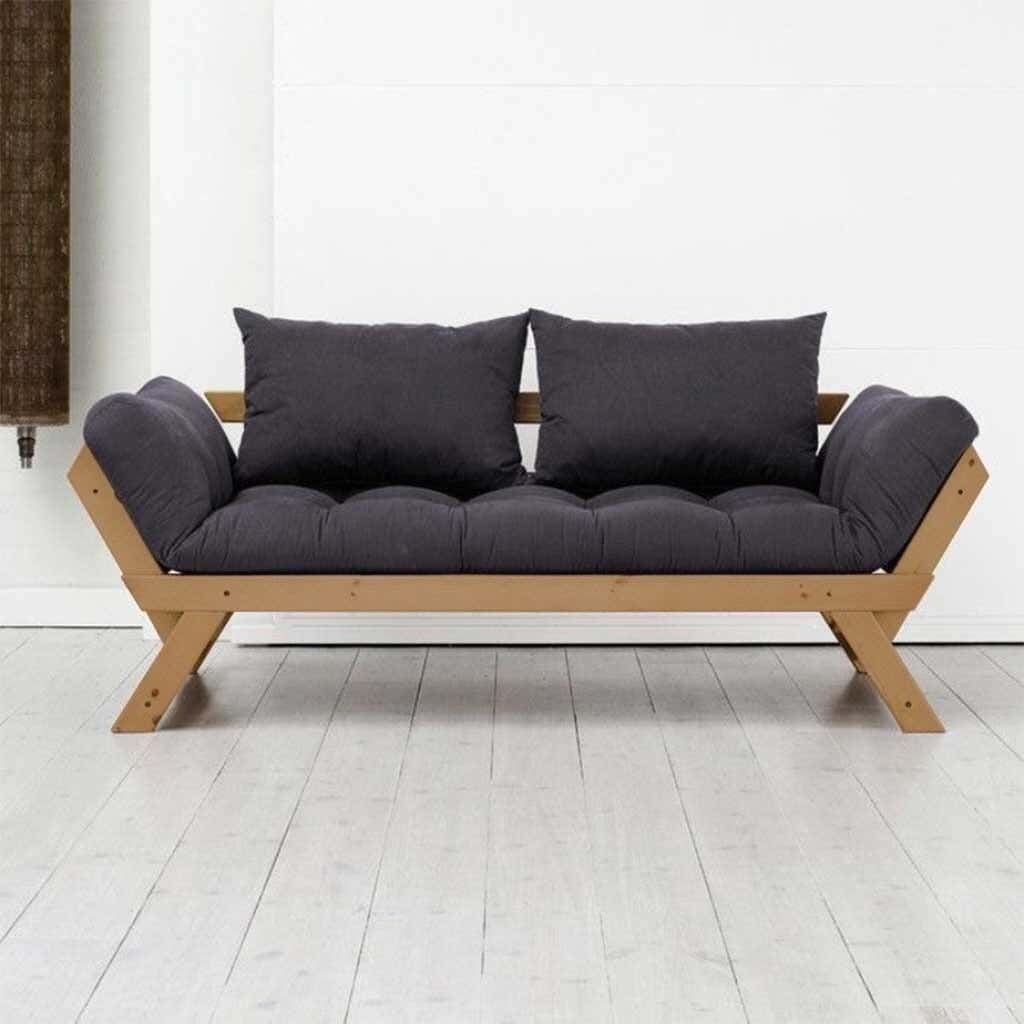 Two-Seat Sofa, Beech Wood, Velvet Fabric, 75 × 165 × 70 Cm - Black