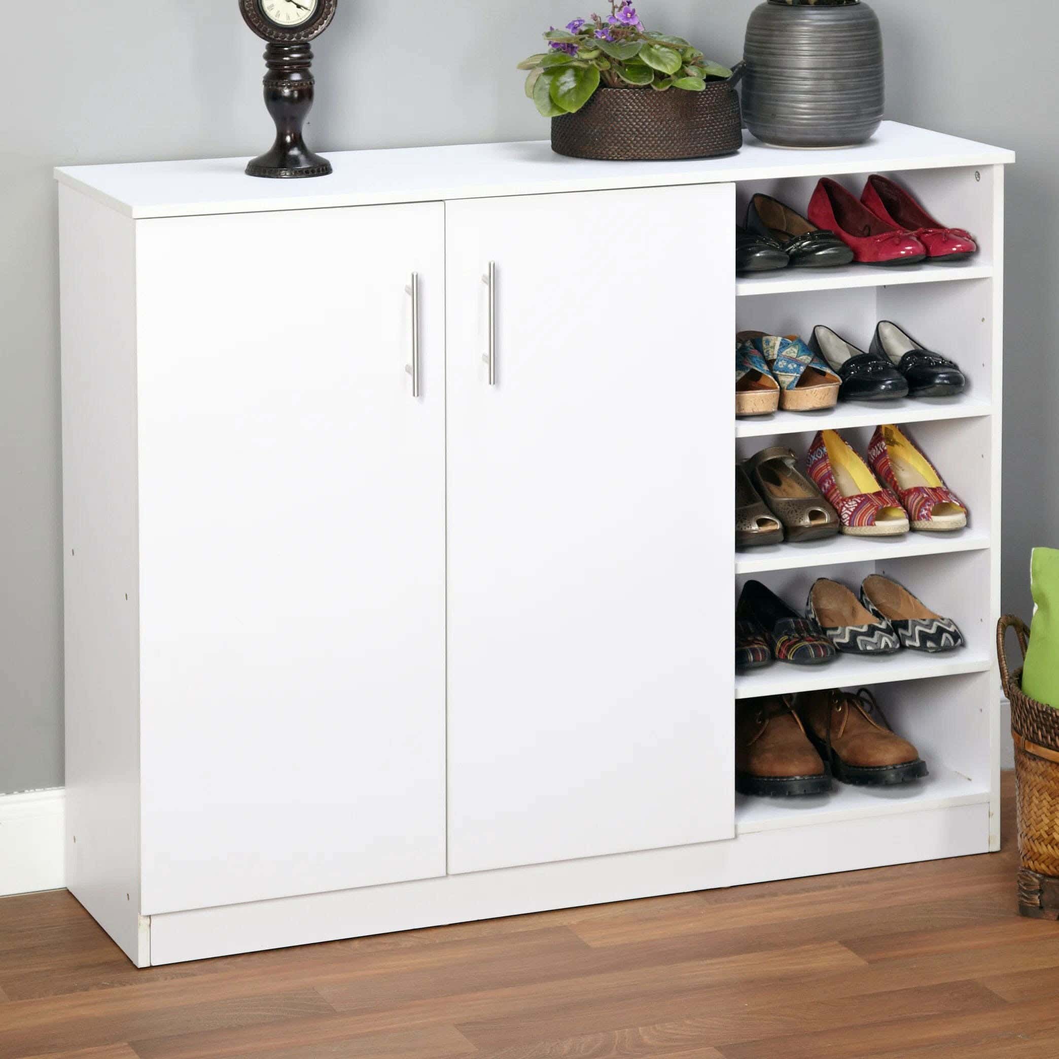 Mdf Wood Shoe Rack, 90×120×34 Cm - White