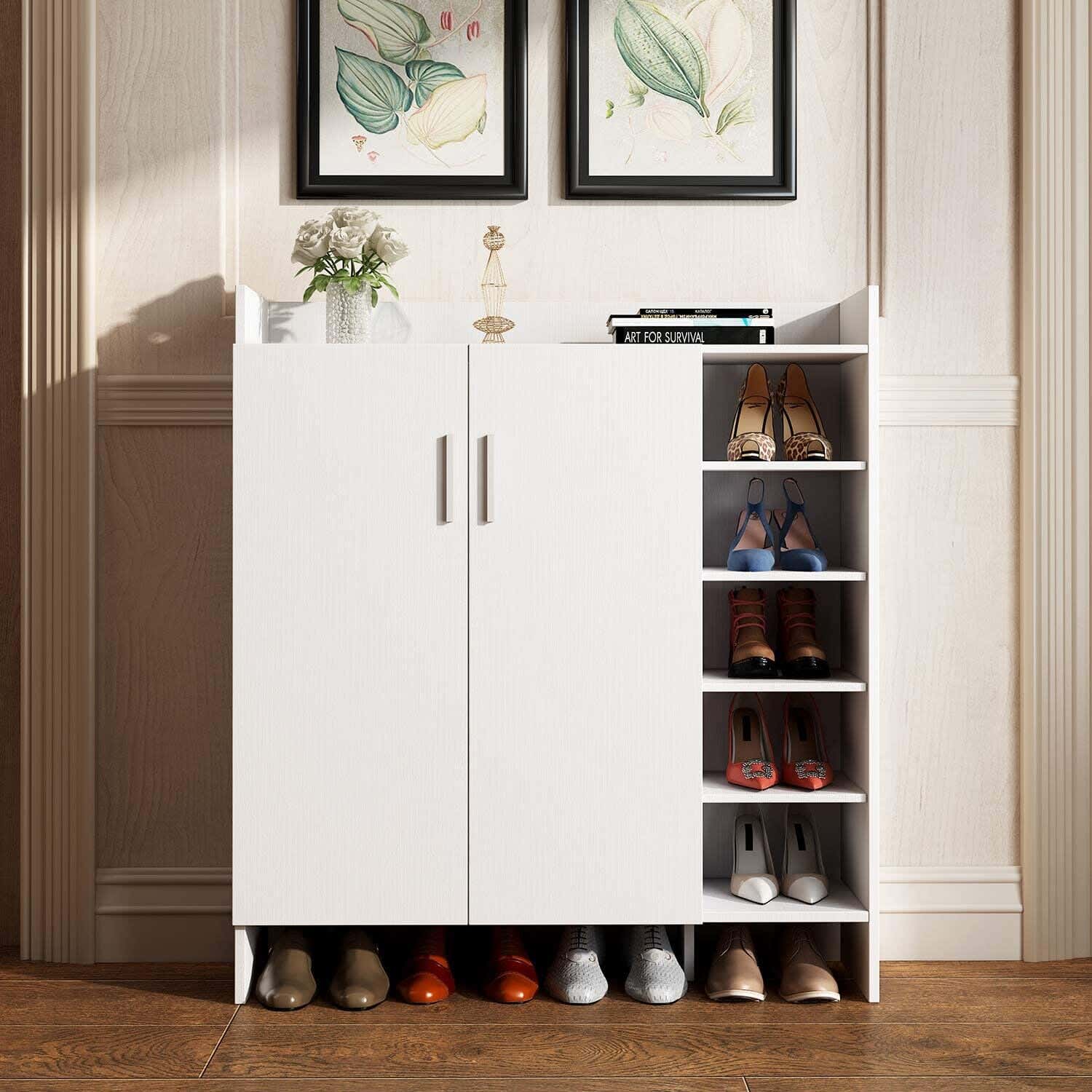 Mdf Wood Shoe Rack, 110×100×30 Cm - White