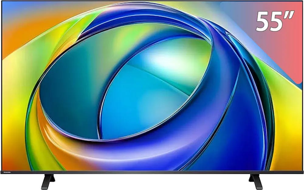 Toshiba 55-inch 4K Frameless TV with Built-in Receiver, 55C350RP - Black