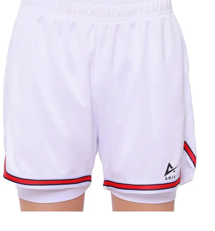 Dry Fit Sport Short For Girls, 4-6 Years - White Red