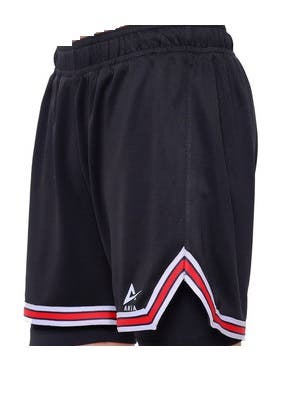 Anja Polyester Sport Shorts, For Boys - Black-Red