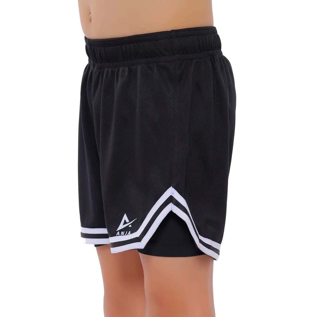 Dry Fit Sport Short For Girls, 14-16 Years - Black White
