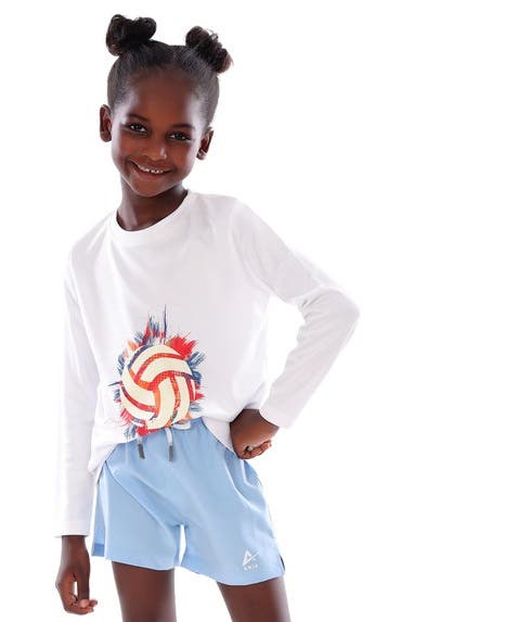 Anja Polyester Sport Shorts, For Girls - Light Blue