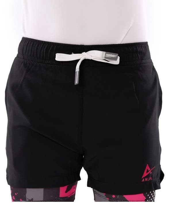 Anja Polyester Sport Shorts, For Girls - Black