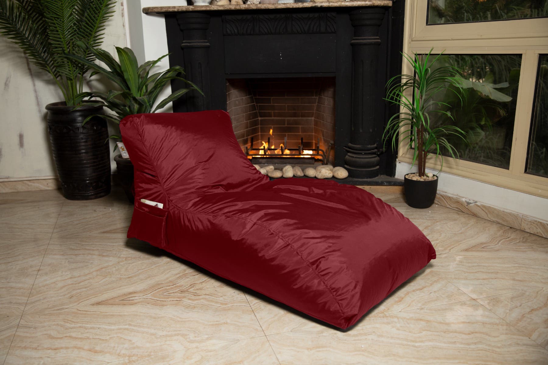Waterproof Fabric Bean Bag, 135×75×76 cm - Burgundy