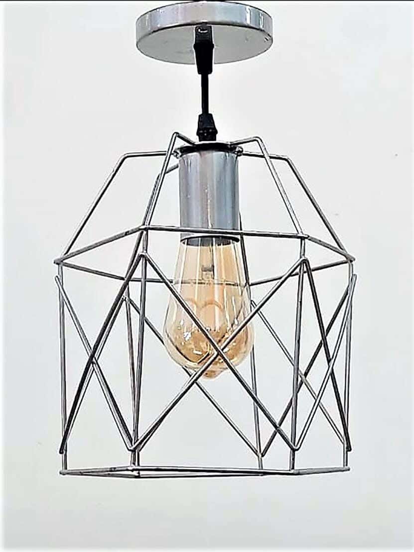 Metal Ceiling Light Fixture With Rust-Resistant Metal Coating And Dual Lighting Options (White and Warm) - Silver