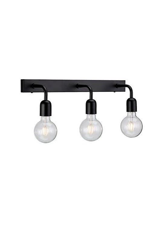 Wall Light Hanging 3 Bulb, 50x15x15 cm - Black