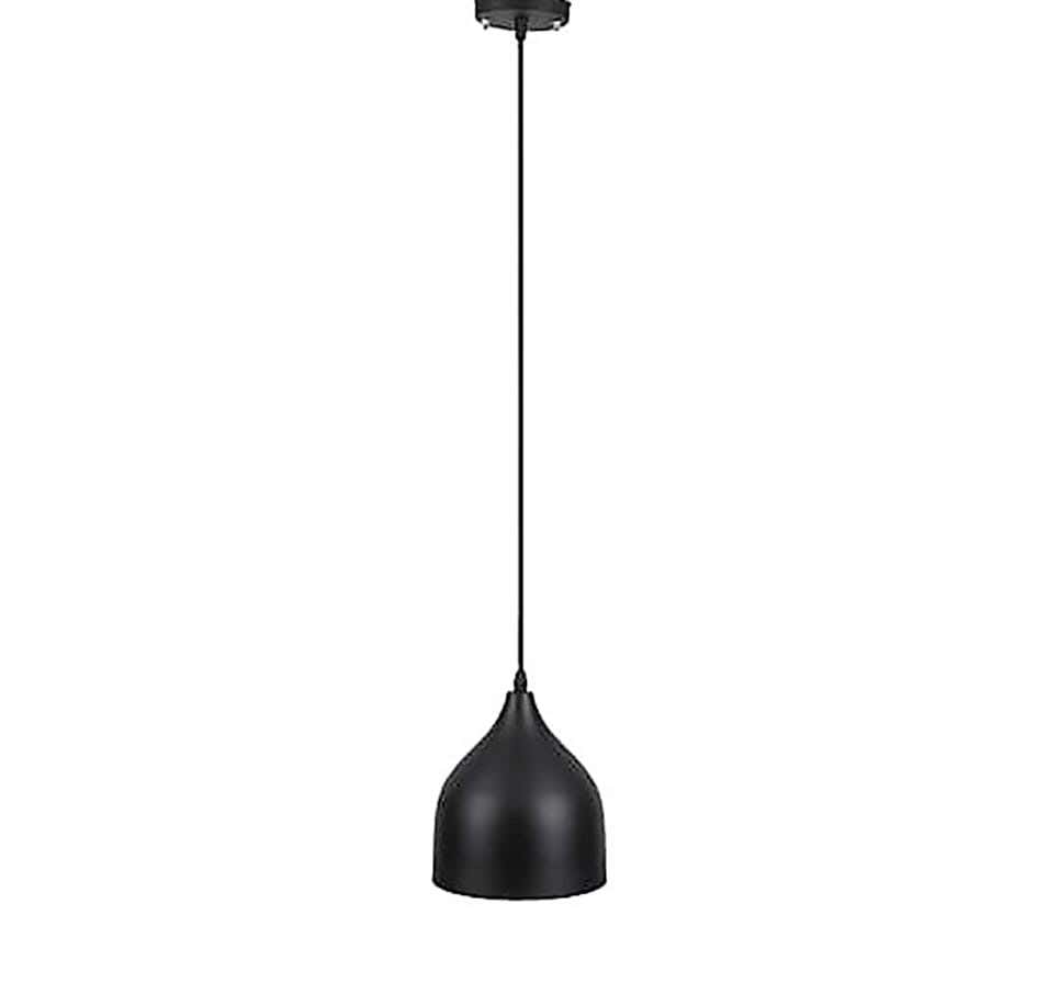 Single Metal Pendant Light With Rust-Resistant Metal Coating And Dual Lighting Options (White and Warm) - Black
