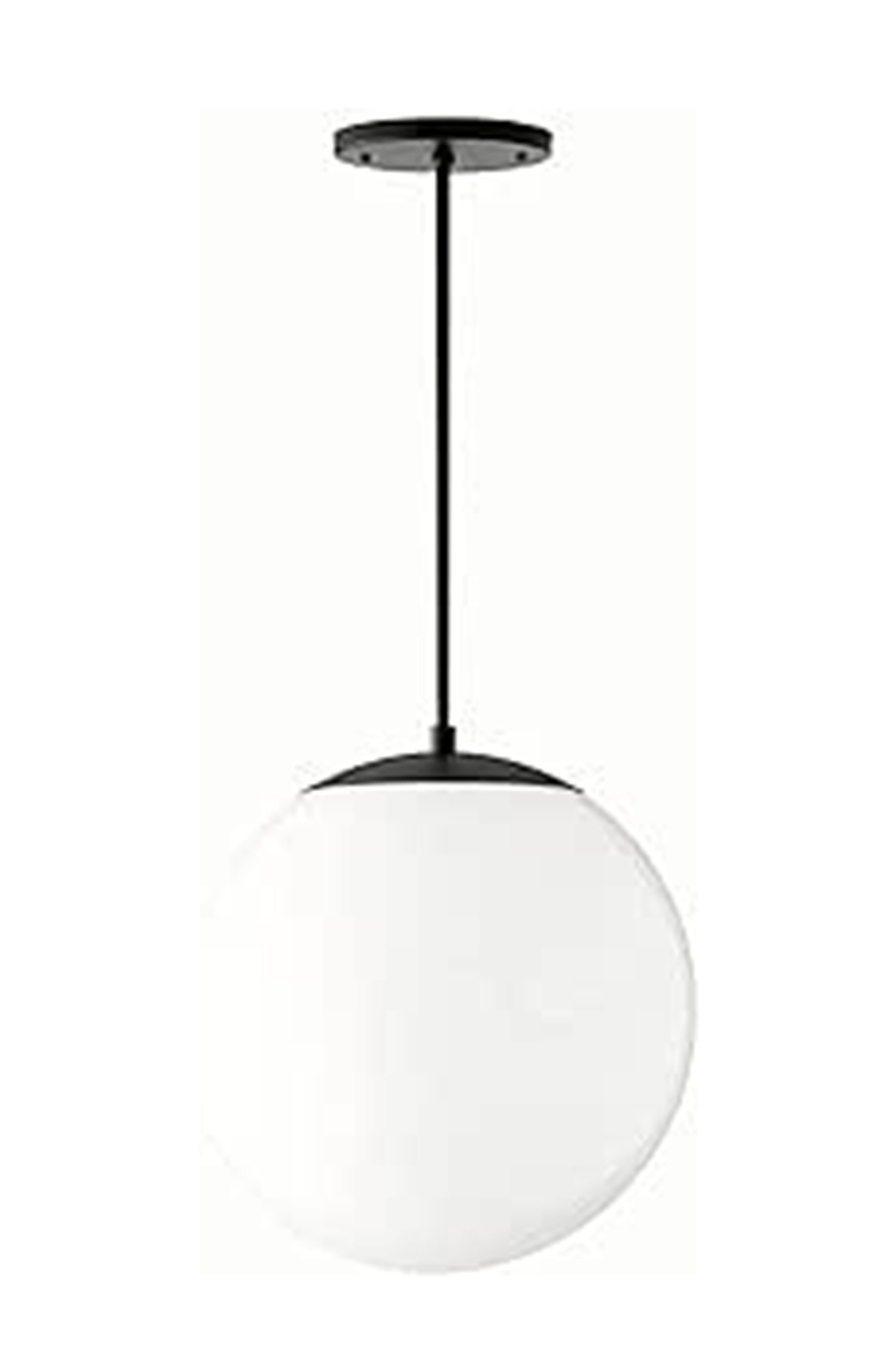 Glass Globe Pendant Light With Rust-Resistant Metal Coating And Dual Lighting Options (White and Warm) - Black