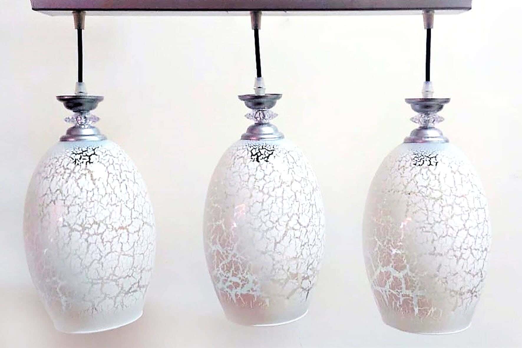 Triple Metal Chandelier With Rust-Resistant Metal Coating And Dual Lighting Options (White and Warm) - White Silver