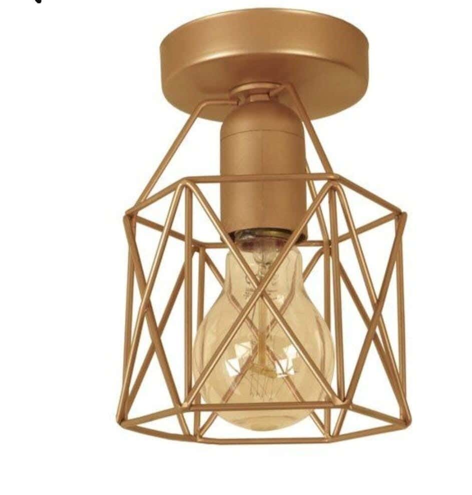Metal Ceiling Light With Rust-Resistant Metal Coating And Dual Lighting Options (White and Warm) - Brown