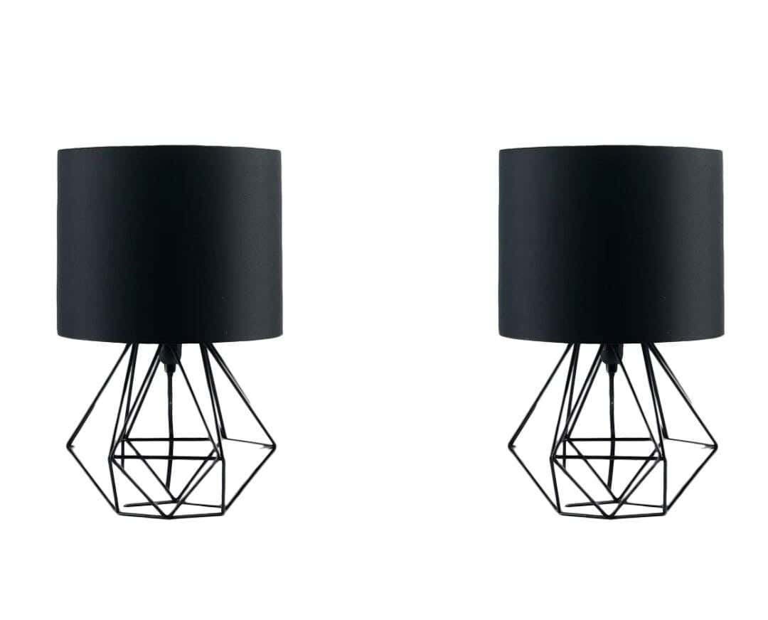 Lampshade Set, 2 Pieces, Metal Base And Fabric Shade, 41×23 cm - Black