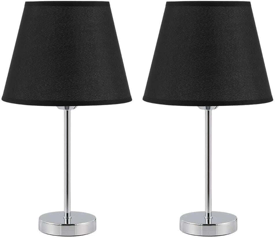Set of 2 modern lampshades, metal, 45x25 cm - Black Silver