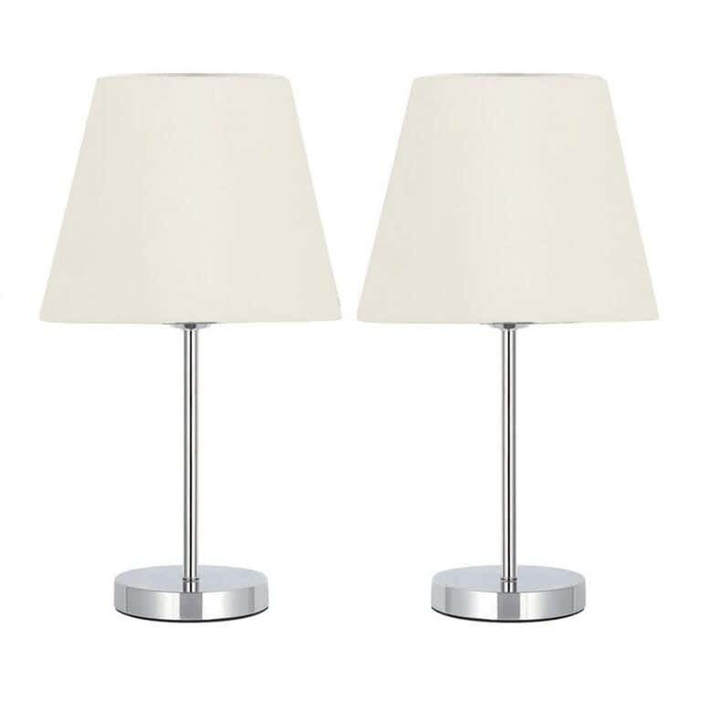 Set of 2 modern lampshades, metal, 45x25 cm - Silver-White
