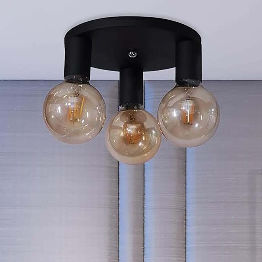 Metal Ceiling Light With Rust-Resistant Metal Coating And Dual Lighting Options (White and Warm) - Black